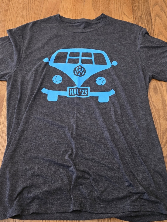 Title:Volkswagen Bus HAL ’23 Graphic T Shirt Gray Blue Van Tee Size L